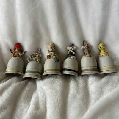 Looney Tunes Porcelain Bells Lot Of 6 Vintage 1979 Warner Bros Bugs Bunny Tweety