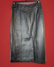 Vintage Black 100 Genuine Leather Jacqueline Ferrar Classic Knee/ Pencil Skirt