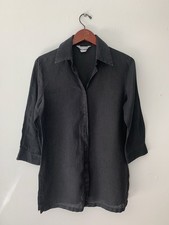 Max Mara Long Linen Button Down Black Made In...