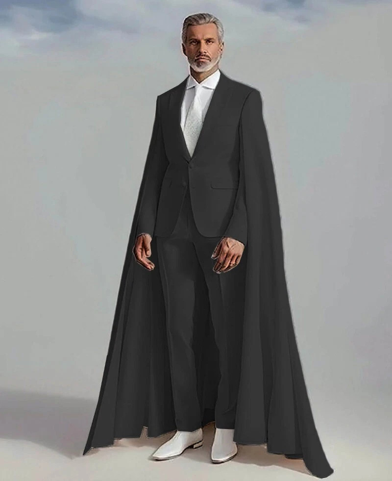 3 Pieces Slim Fit Jacket+pant+long Wraps For Wedding Party