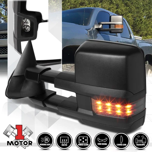 [Left] Driver Side Power+Heated LED Signal Towing Mirror for 03-07 Sierra/Yukon