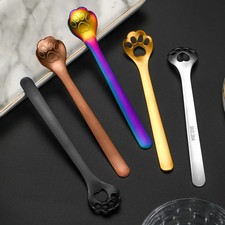 304 Stainless Steel Spoon Creative Cute Cat Claw Peanut Butter Hollow Spoon Long