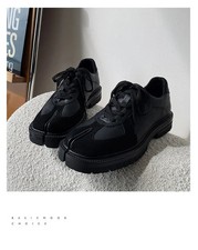 Men's Tabi Shoes Leather Casual Sports Sneakers Lace-Up Suede Low Top Footwear