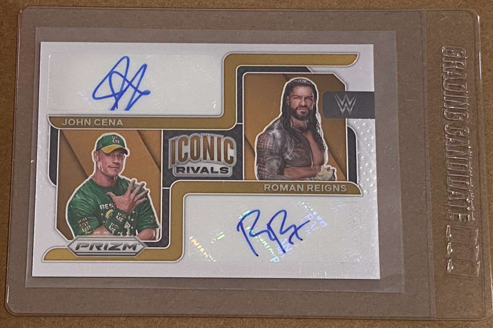 2022 Panini Prizm WWE Iconic Rivals Roman Reigns John Cena Dual Auto view 3