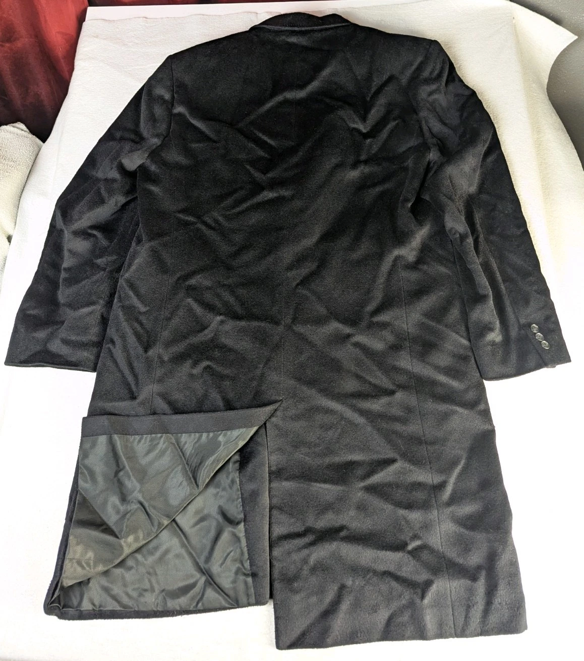 Hickey Freeman Coat Mens 44 Long 100% Wool Black Overcoat Jacket- Union Made - product detail image 20