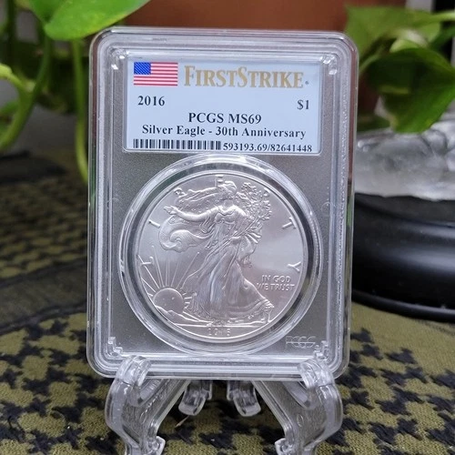 2016- 1 Oz .999 American Silver Eagle MS69 PCGS First Strike -30th Anniversary