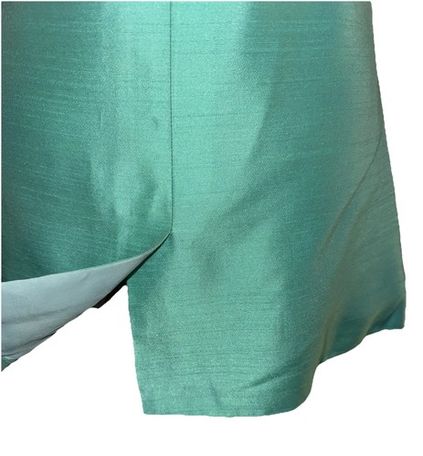 WALDMAN DE LUXE HARRODS 1960'S AQUA GREEN SILK TROUSER SUIT SIZE S - Picture 7 of 19