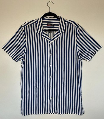 J.Ferrari Casual Shirt Beach Shirt Blue Light Button Up Dress Size M