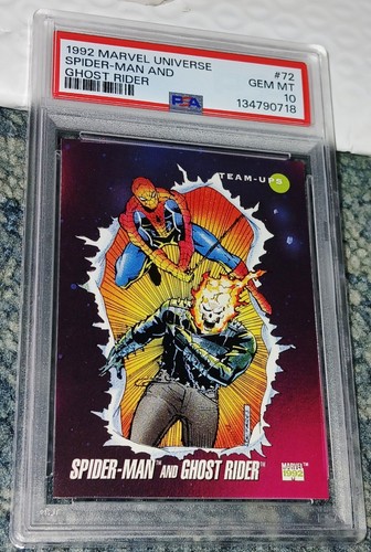 1992 MARVEL UNIVERSE #72 SPIDER-MAN AND GHOST RIDER PSA 10 GEM MINT