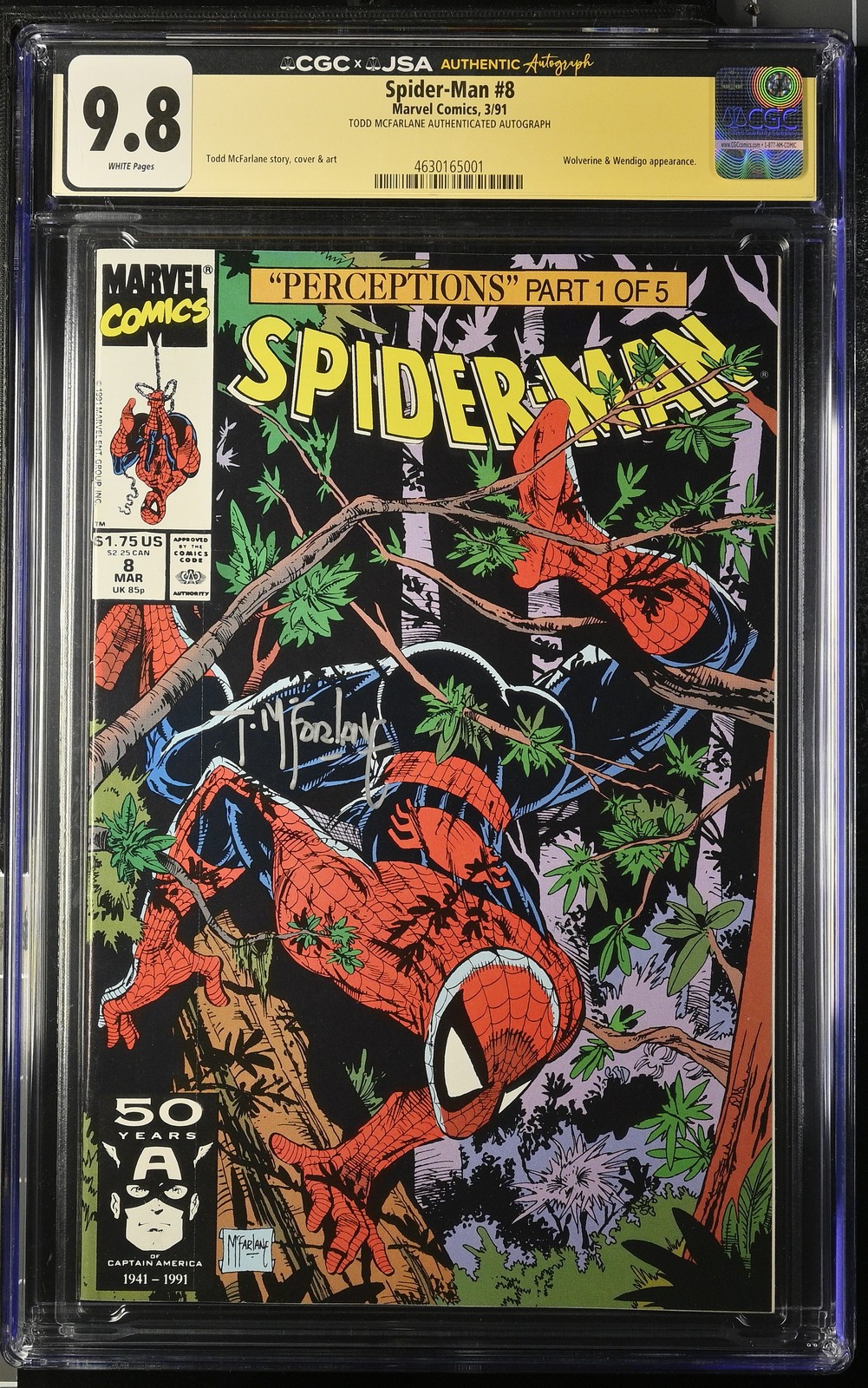 Spider-Man #8 - CGC 9.8 SS - SIGNED BY TODD McFARLANE (JSA)!!!