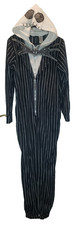 NIGHTMARE BEFORE CHRISTMAS JACK SKELLINGTON SOFT 1 PIECE HOODED JUMPSUIT PJ'S M