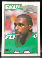 1987 Topps KEITH BYARS Rookie Card RC #297 Crease-Free Philadelphia Eagles NM-MT. rookie card picture