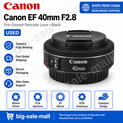 [Canon] EF 40mm f/2.8 STM Pancake Lens (Bulk Package) - Black