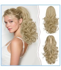 Sofeiyan 14  Ponytail Extension Long Curly Ponytail Clip N Claw Hair Ext. Blonde