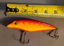 Vintage Big Fork Lures 5" Sand Cat Jerkbait Orange Crush Muskie Pike Dive & Rise