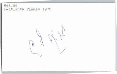 -Ed Kea- (d.1999) Signed/Autograph/Auto Index Card Atlanta Flames NHL