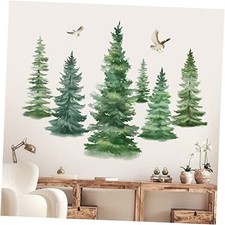 6 Watercolor Pine Tree Wall Decals Christmas Woodland Wall Stickers Nursery