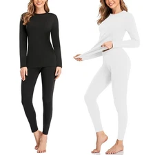 Women’s Thermal Underwear Set, Fleece Lined Long Johns, Winter Base Layer