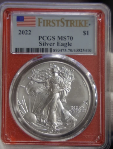 2022 US Silver Eagle $1 PCGS MS70 First Strike Red Core Slab