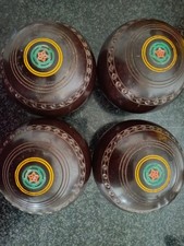 Set Of 4 Henselite Lawn Bowls Size 4. Super Grip. Brown. Used Condition.