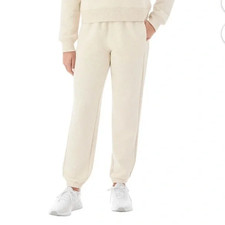 Member's Mark L Women's Fleece Elastic Waist Drawstring Jogger Ivory EUC