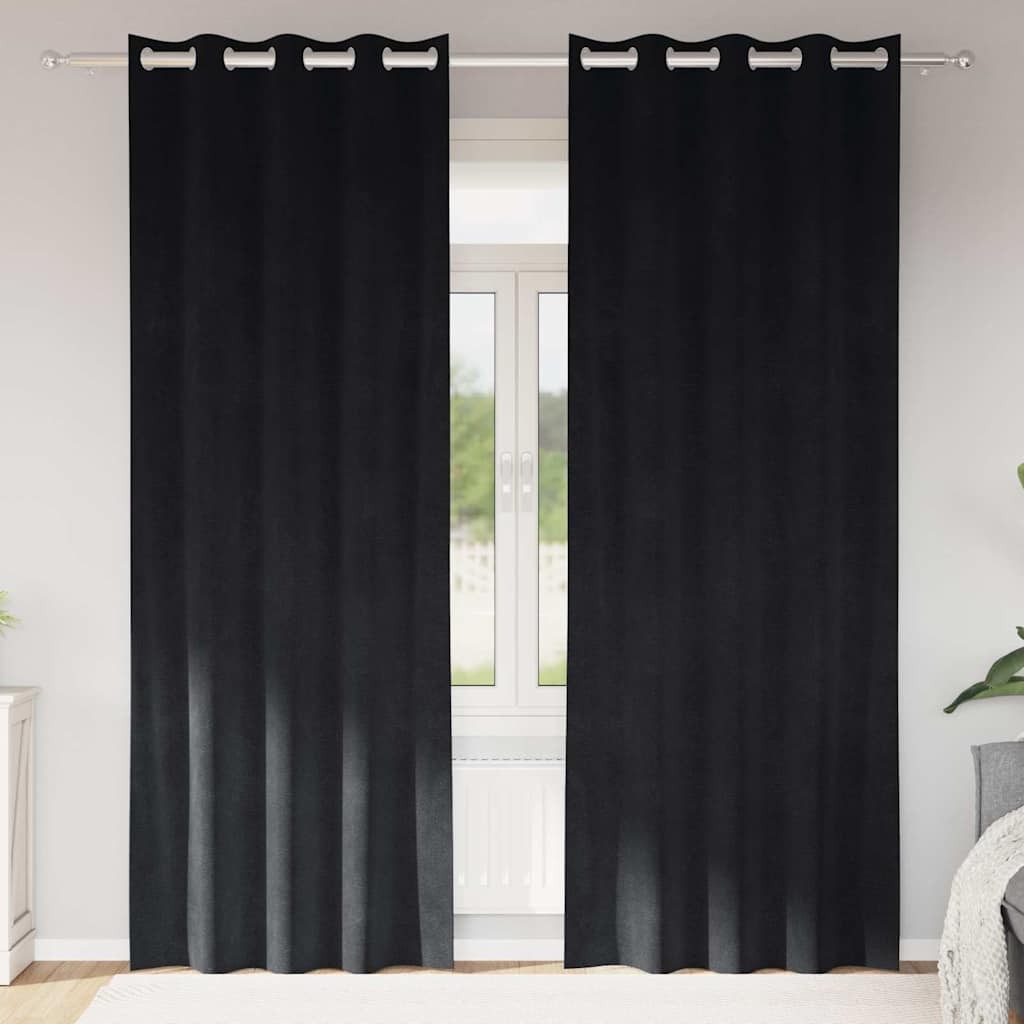 Coppia Tende Luxury Velluto Nero 140x225 cm - Design per Interni
