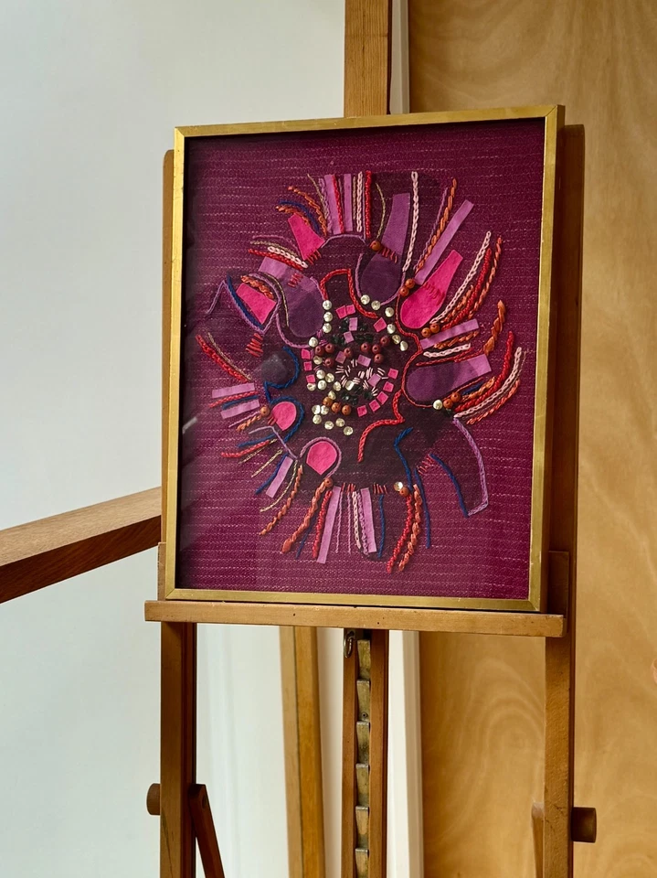 Vintage 1970's Framed & Glazed Mixed Media Embroidery possibly by Penelope? - Image 2 of 4