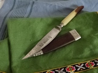 altes DOPPELREH Messer Solingen/ Krupp Stahl Brotzeitmesser Kutschermesser