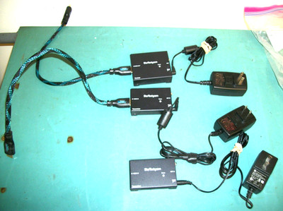 LOT OF 3 - STARTECH.COM ST121HDBTE Transmitters w/PWR Adapters & 2 Connectors