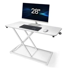 Wider 28 x 14 Lift Standing Desk Converter, Manual Adjustable Height 28" White
