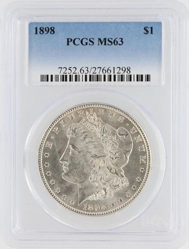1898 Morgan Silver Dollar PCGS MS63 S$1 Philadelphia Minted No Reserve