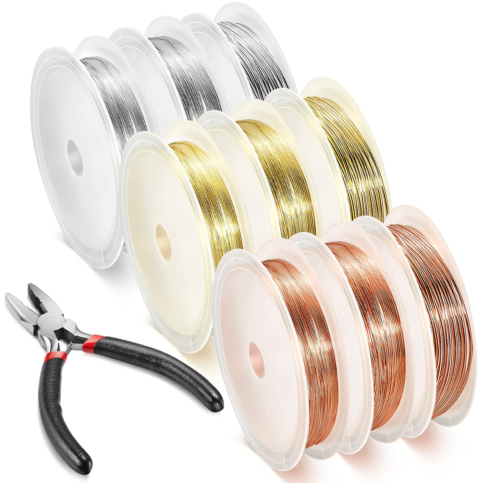 9 Rolls Jewelry Wire for Jewelry Making 20, 24, 26 Gauge Tarnish Resistant Je...