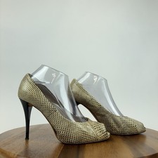 Womens Giuseppe Zanotti Design Beige Snake Leather Peep Toe Heels Size EU 38.5