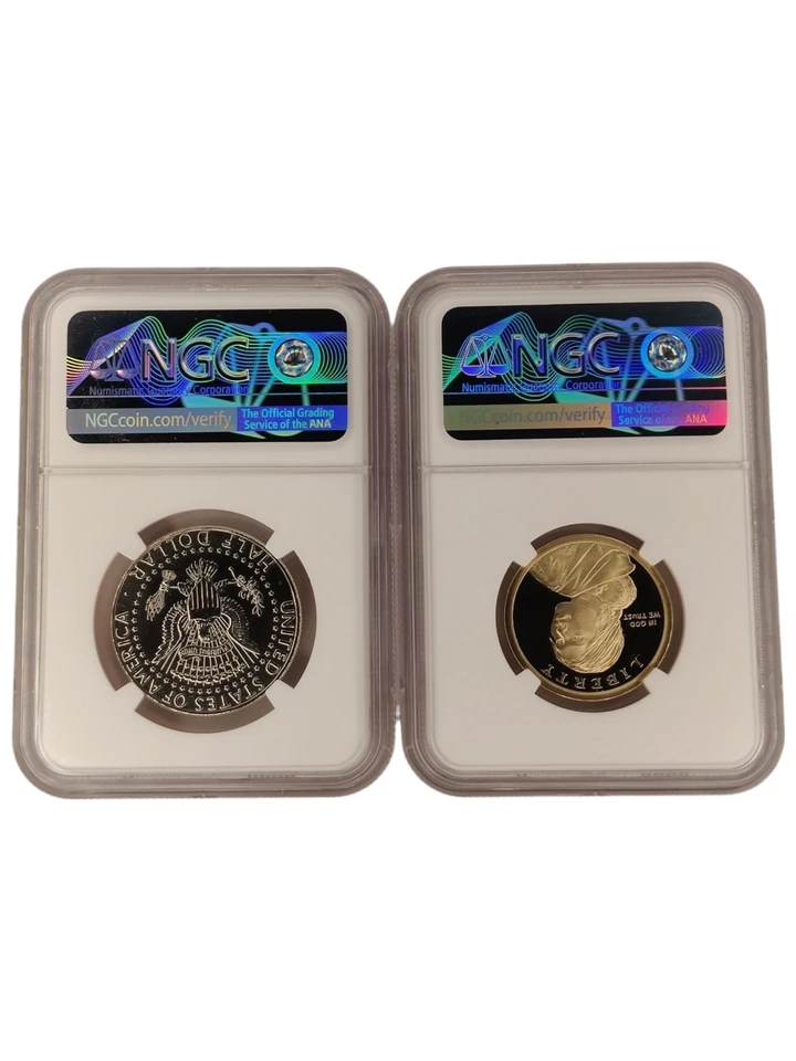 2019 Rocketship 2pc Set Dollar NGC PF70UC Half Dollar NGC PL67 ASF ER Labal 15A - Image 2 of 2