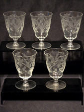 Libbey Rock Sharpe Halifax Gray Cut Footed Juice Glasses Set of 4 + Free Spare