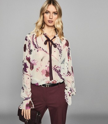 Reiss Rosa Floral Printed Tie Blouse US 0 / UK 4 | eBay
