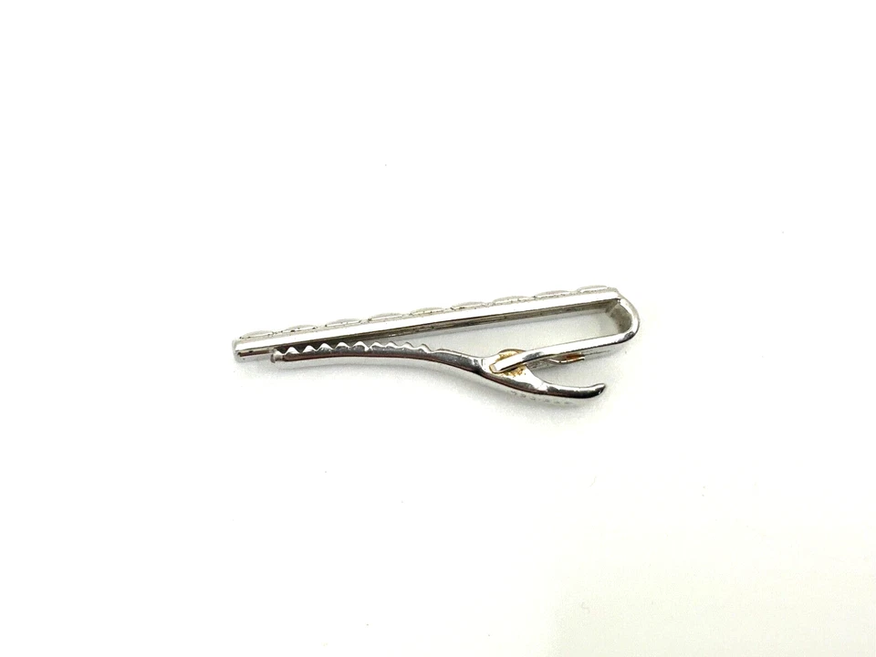 De colección EE. UU. Spiedel Hombres Negro Tono Plata Barra de Corbata Clip Joyería - Retro Foto 2 de 4
