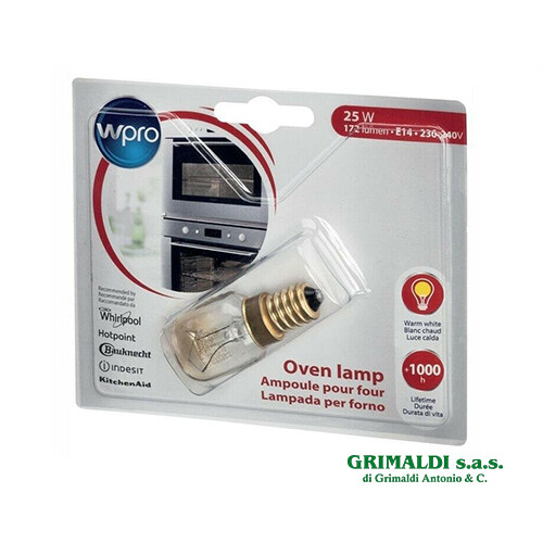 WPRO LAMPADINA T29 E14 25W PER FORNO WHIRLPOOL 484000008842 ORIGINALE