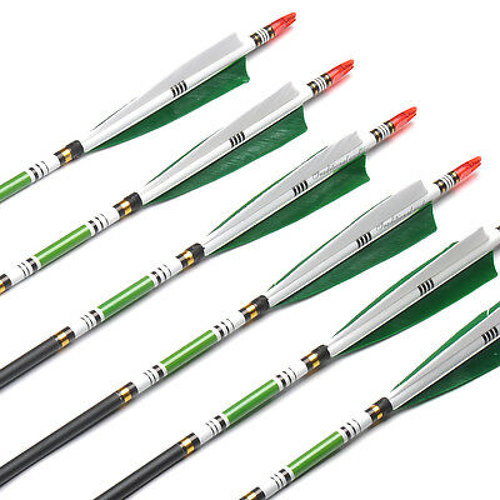 31/33'' Spine 500 Carbon Arrows Turkey Feather 7.6mm Archery Hunting Shooting - Picture 18 of 18