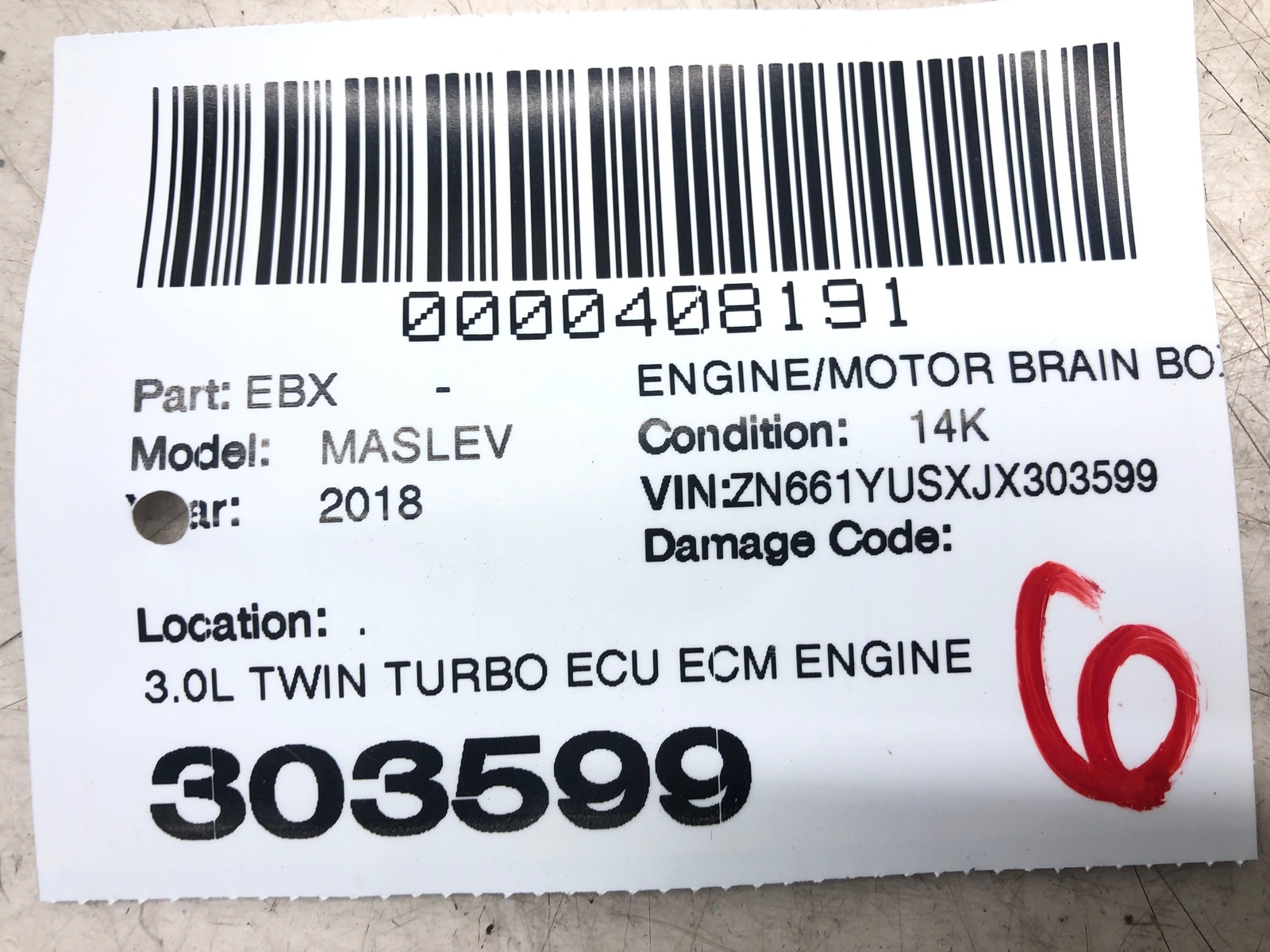 17--22 MASERATI LEVANTE 3.0L ECU ENGINE CONTROL MODULE *14K* 670031346 OEM