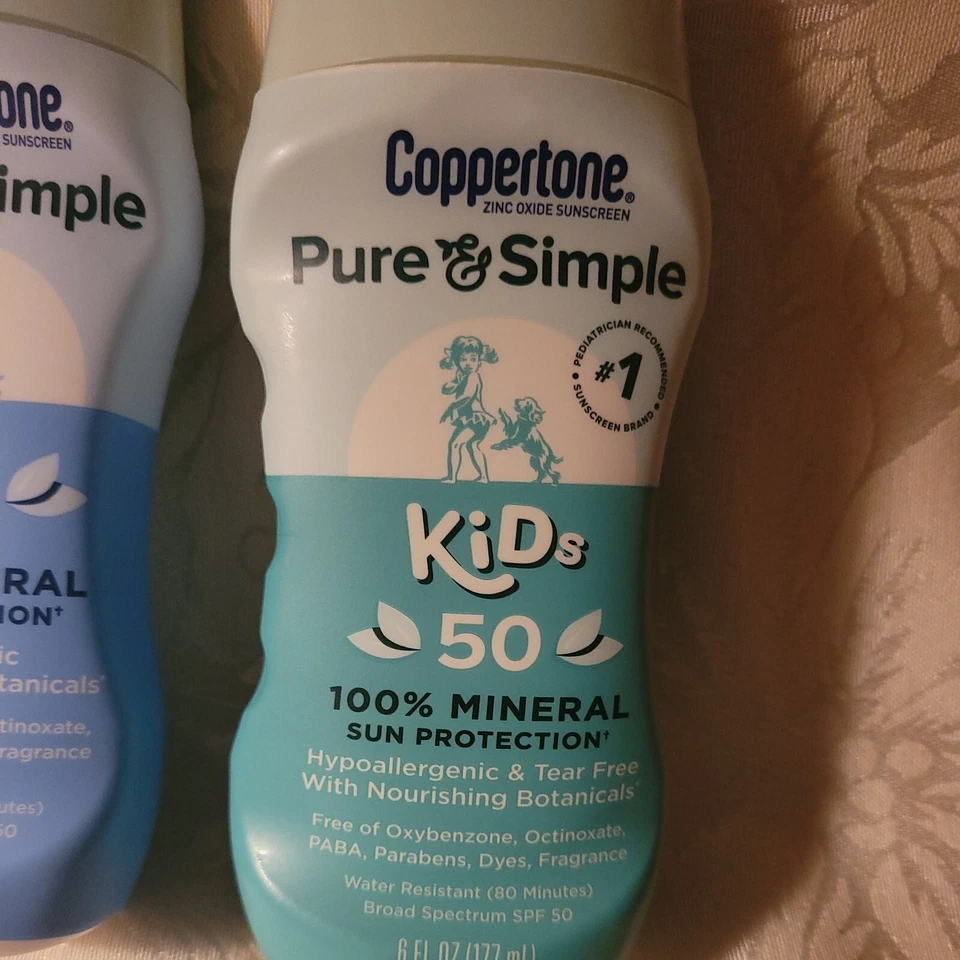 2 COPPERTONE PURO Y SIMPLE 1KID MINERAL PROTECTOR SOLAR LOCIÓN SPF 50 5oz EXP: 9/24 Foto 3 de 4