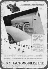 METAL SIGN - 1937 Cord Vintage Ad 10 - Old Retro Rusty Look