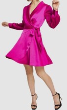 Vince Camuto Women's Purple Satin Shawl-Collar Fit & Flare Dress Size 0