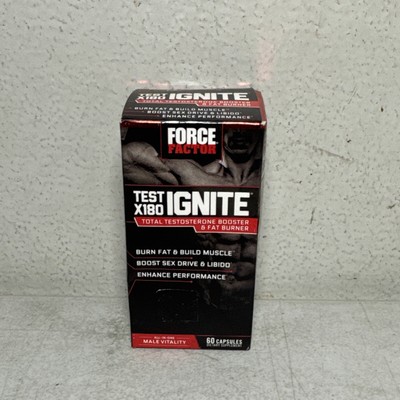 Force Factor Test X180 Ignite Burn Fat Boost Vitality & Energy 60 Caps 03/28
