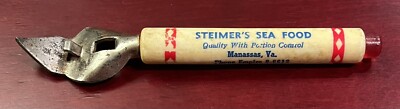 Vintage Steimer s Seafood BOTTLE OPENER Manassas, VA *barware maritime decor