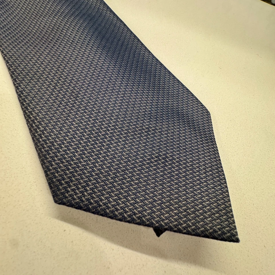 Corbata Joseph & Lyman 100 % gris seda Italia tejida geométrica lujo preppy Foto 3 de 4