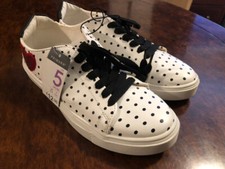 BNWT NEW PRIMARK POLKA WHITE & BLACK DOT HEART TRAINERS SHOES FLATS WOMEN'S UK 5