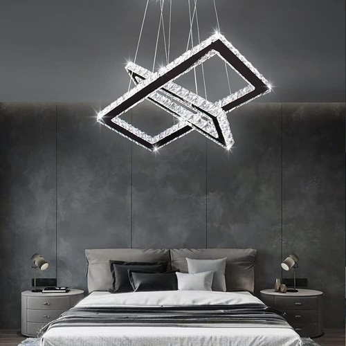 Lampada Moderna LED Cristallo 2 Anelli Plafoniera Soggiorno Camera da Letto *GENERICA* - Foto 3 di 5