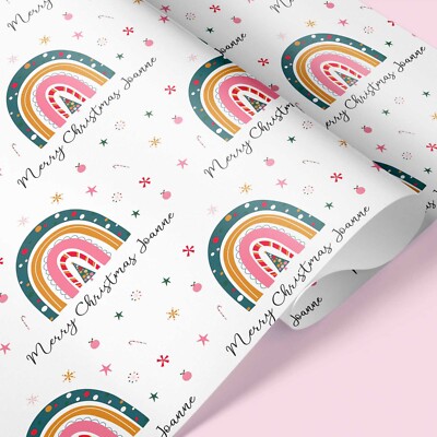 Personalisiertes Geschenkpapier Regenbogen Weihnachten/Name hinzufügen/Weihnachtsgeschenkpapier
