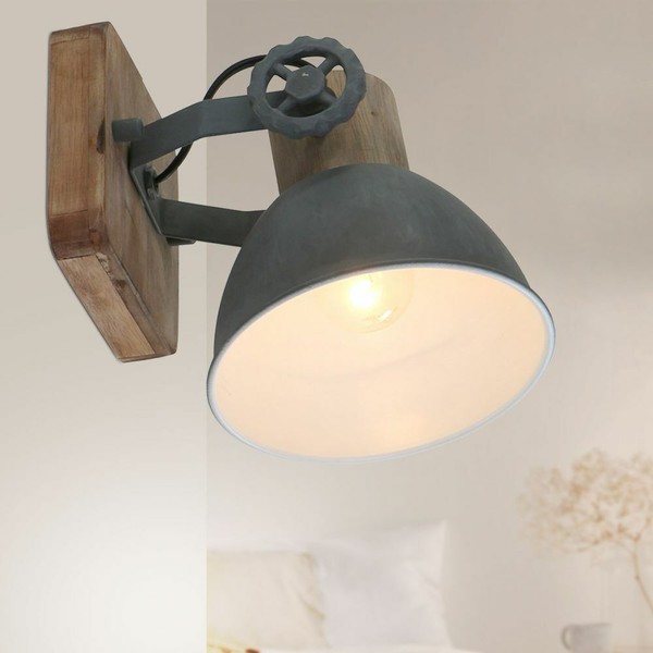 Retro Wand Strahler Grau Wohn Zimmer Beleuchtung Eichenholz Spot Lampe Beweglich-image